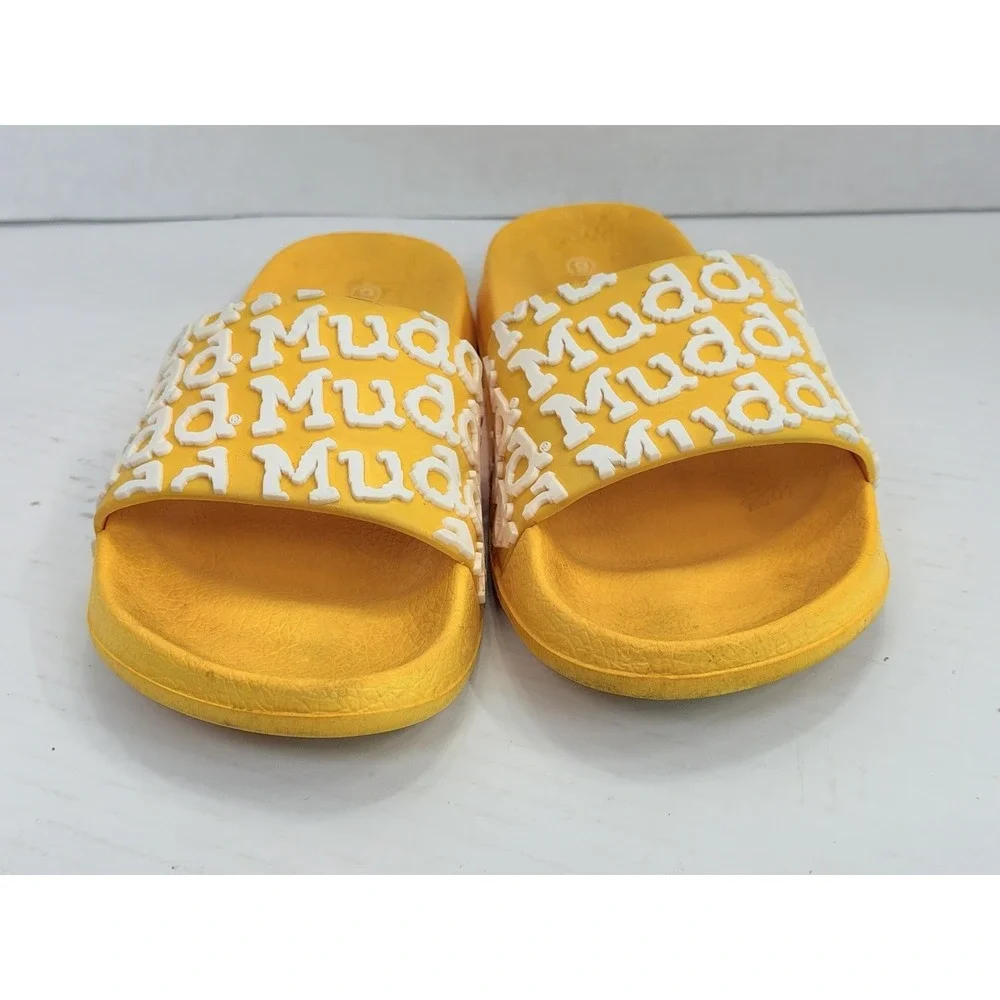 Mudd Billie15K Girls‎ Yellow Logo Slide Sandals Size 6 Y2K Comfort Summer Beach